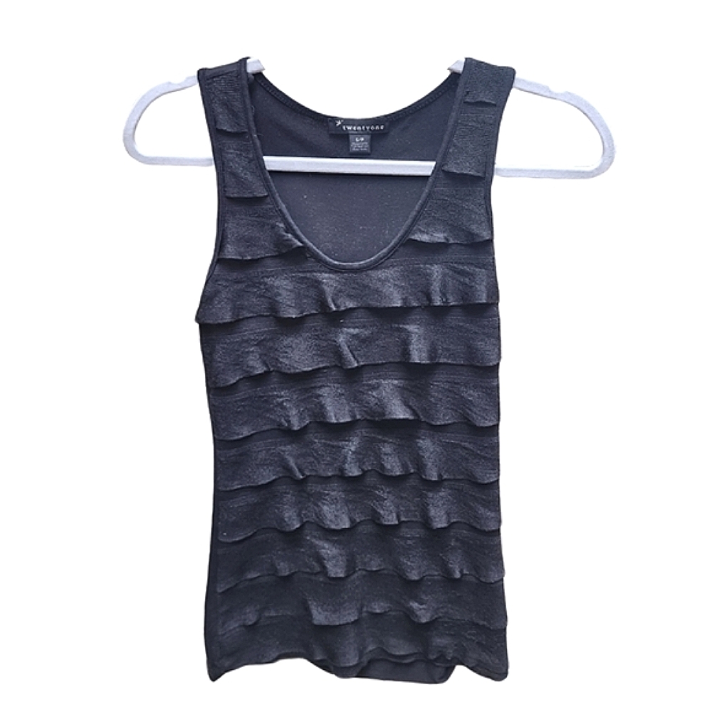 Vintage Black Lacey Layered Stretch Tank Top Size S